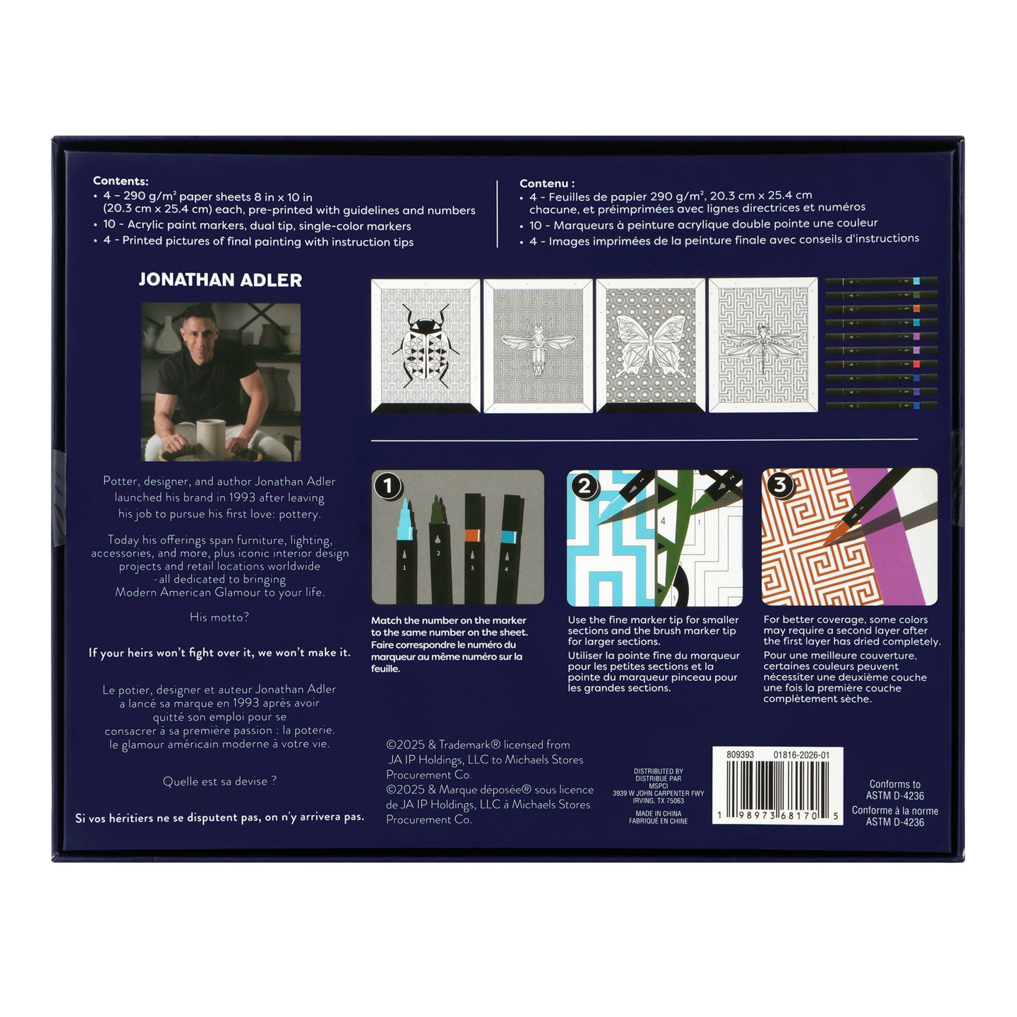 Jonathan Adler x Michaels Insects Paint Marker-By-Number Kit